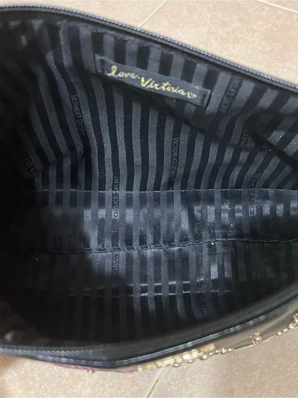 Victoria's Secret Black Cosmetic Pouch with Pink Logo Patch
